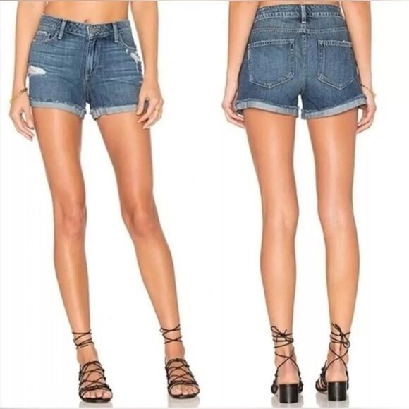 Paige Jimmy Jimmy Distressed Cuffed Denim Short Size 27 - Picture 3 of 15